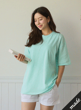 韓国授乳服*余裕フィットスラブ半袖授乳Tシャツ
