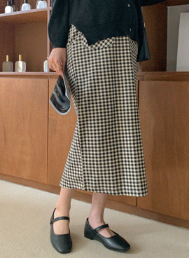 韓国マタニティウェア*チェックチェックマキシスカート
