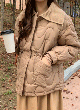 韓国アウター*ウェールズ調節キルティングパディングジャケット